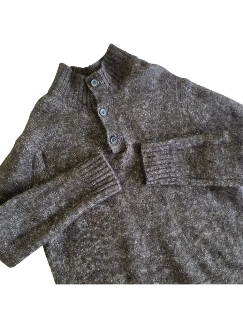 Gap Polo Sweater Men XL Marled Brown Mockneck LS Casual Grandpacore Cottage Edgy